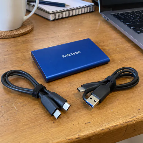 Foto do produto SSD externo Samsung T7 de 1 TB disponível para troca no Unitrocas